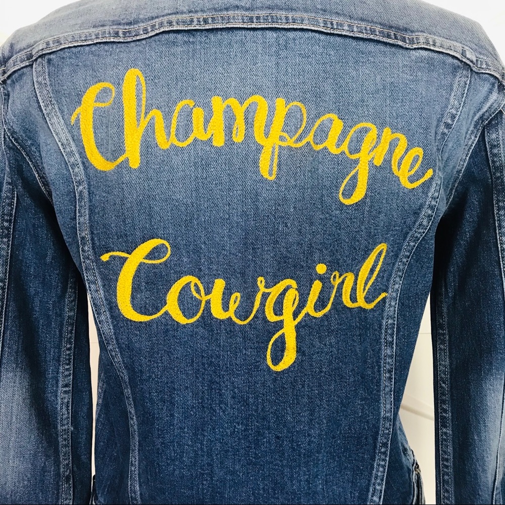 Frame Champagne Cowgirl Denim Trucker Jacket ONE OF A KIND ✨ - Picture 6 of 13